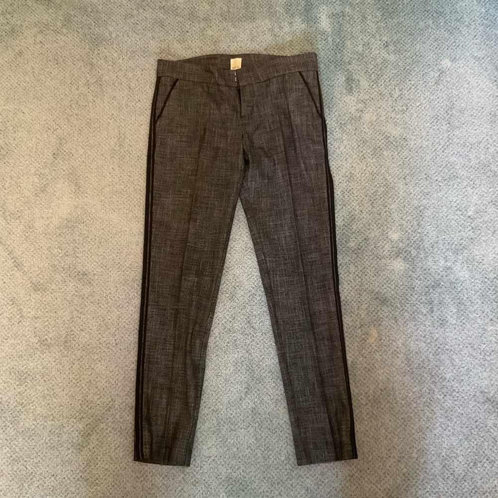 ecru Dark Grey Fischer Pant with Black Piping